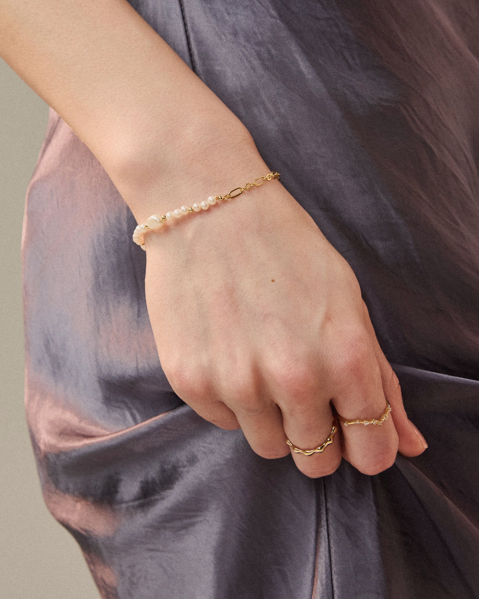 Couplet Pearl Bracelet - Gold Plated - Stanza - 6