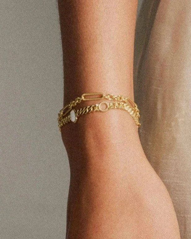 Gilded Link Bracelet - 7 inches - Stanza - 4