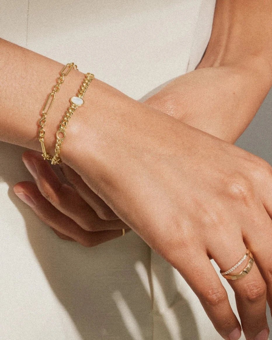 Gilded Link Bracelet - 7 inches - Stanza - 2