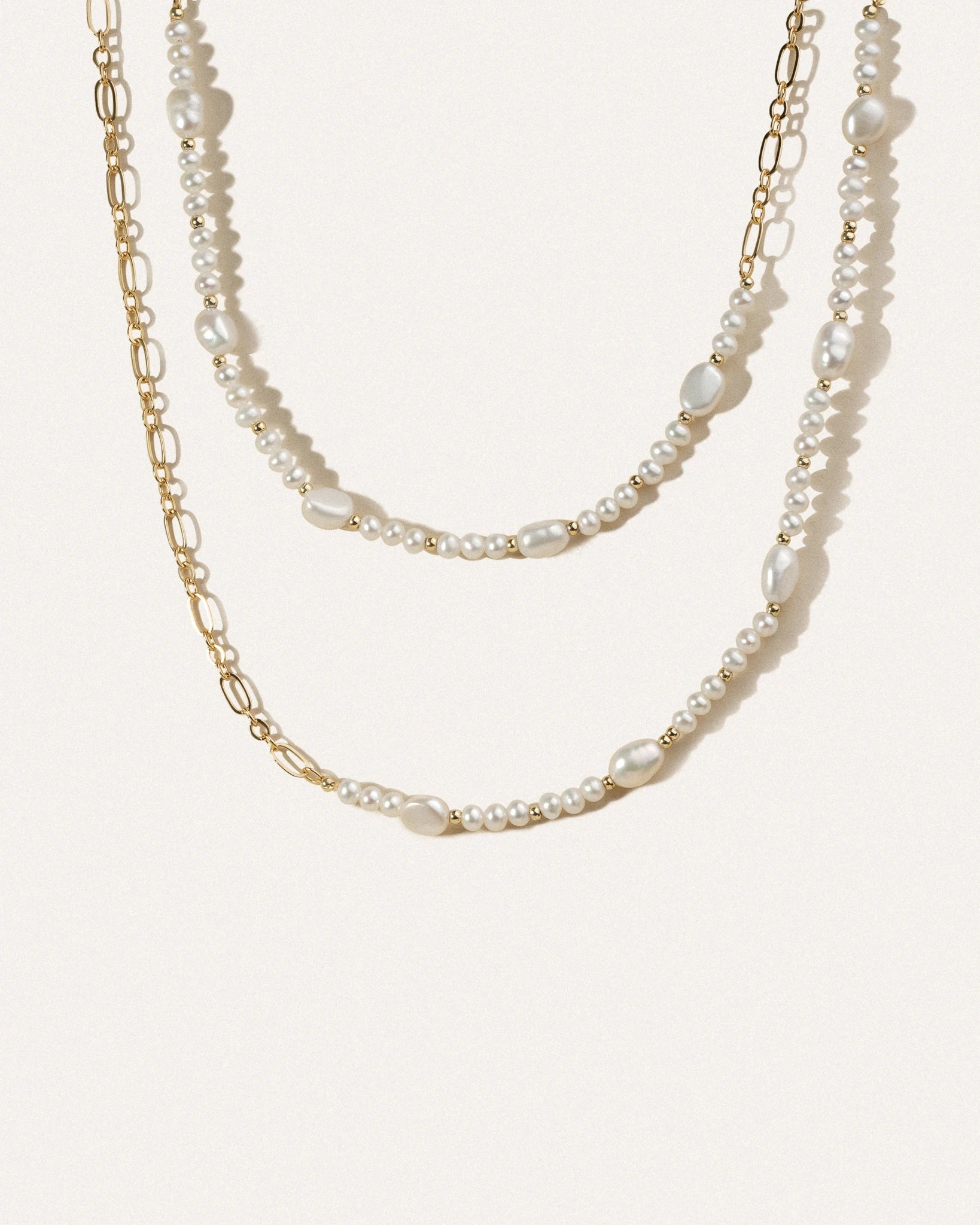 Couplet Pearl Necklace - Gold Plated - Stanza - 1