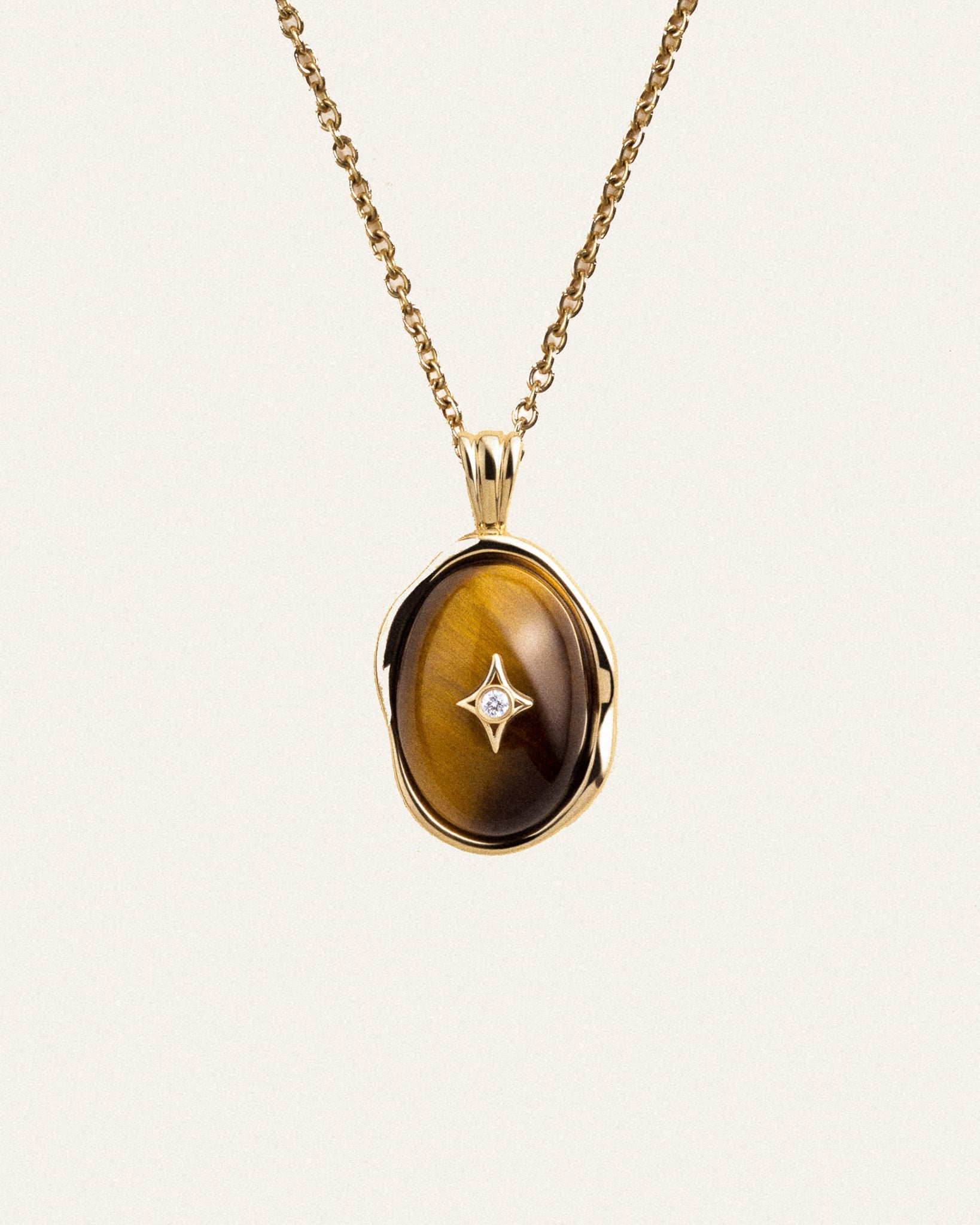 Tyger Eye Necklace - 18k Gold Plated - Stanza - 1