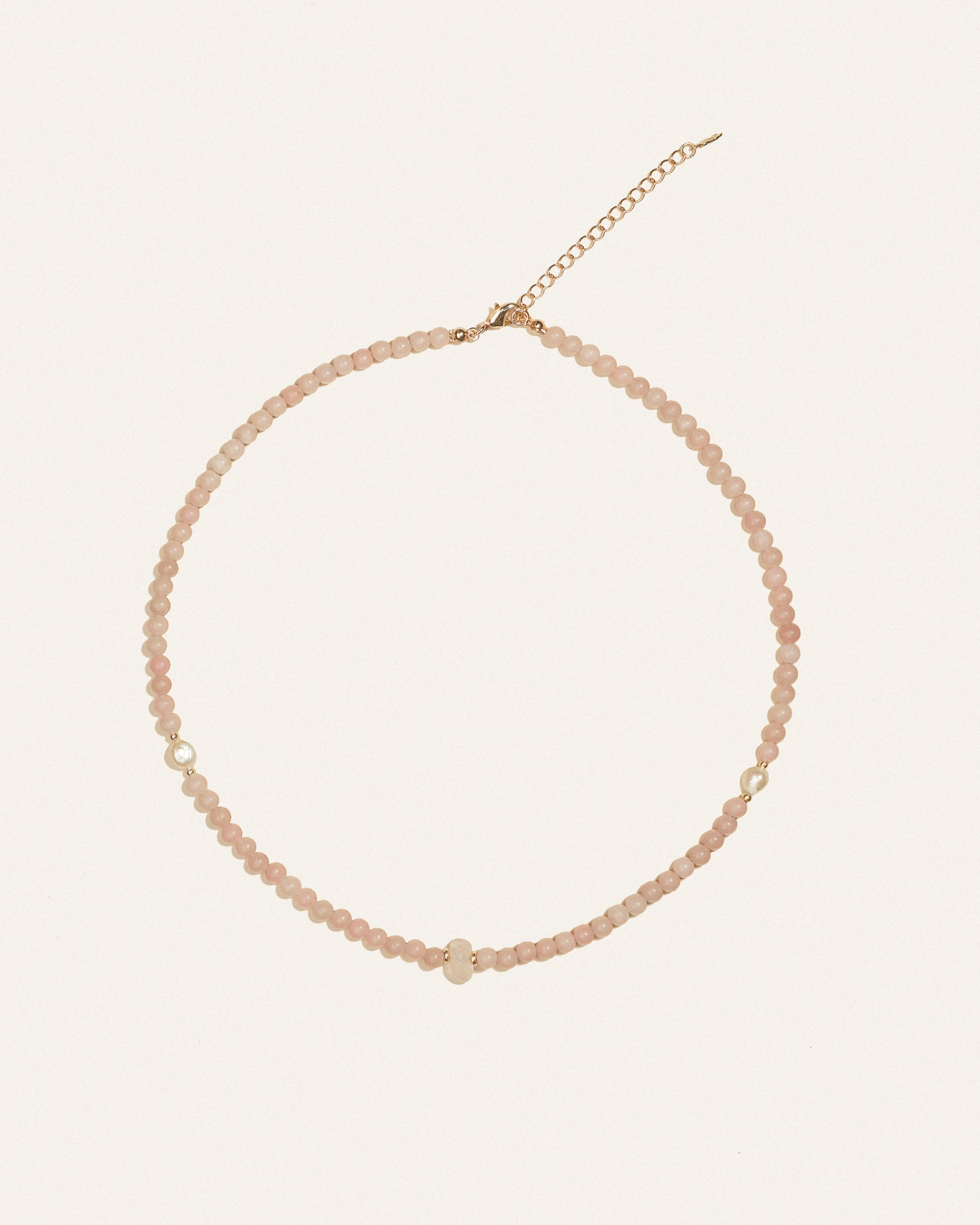 Soft Blush Beaded Necklace - Gold - plated - Stanza - 1