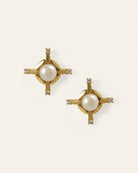 Compass Pearl Studs - Gold Plated - Stanza - 1