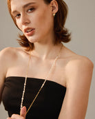 Compass Pearl Studs - Gold Plated - Stanza - 5
