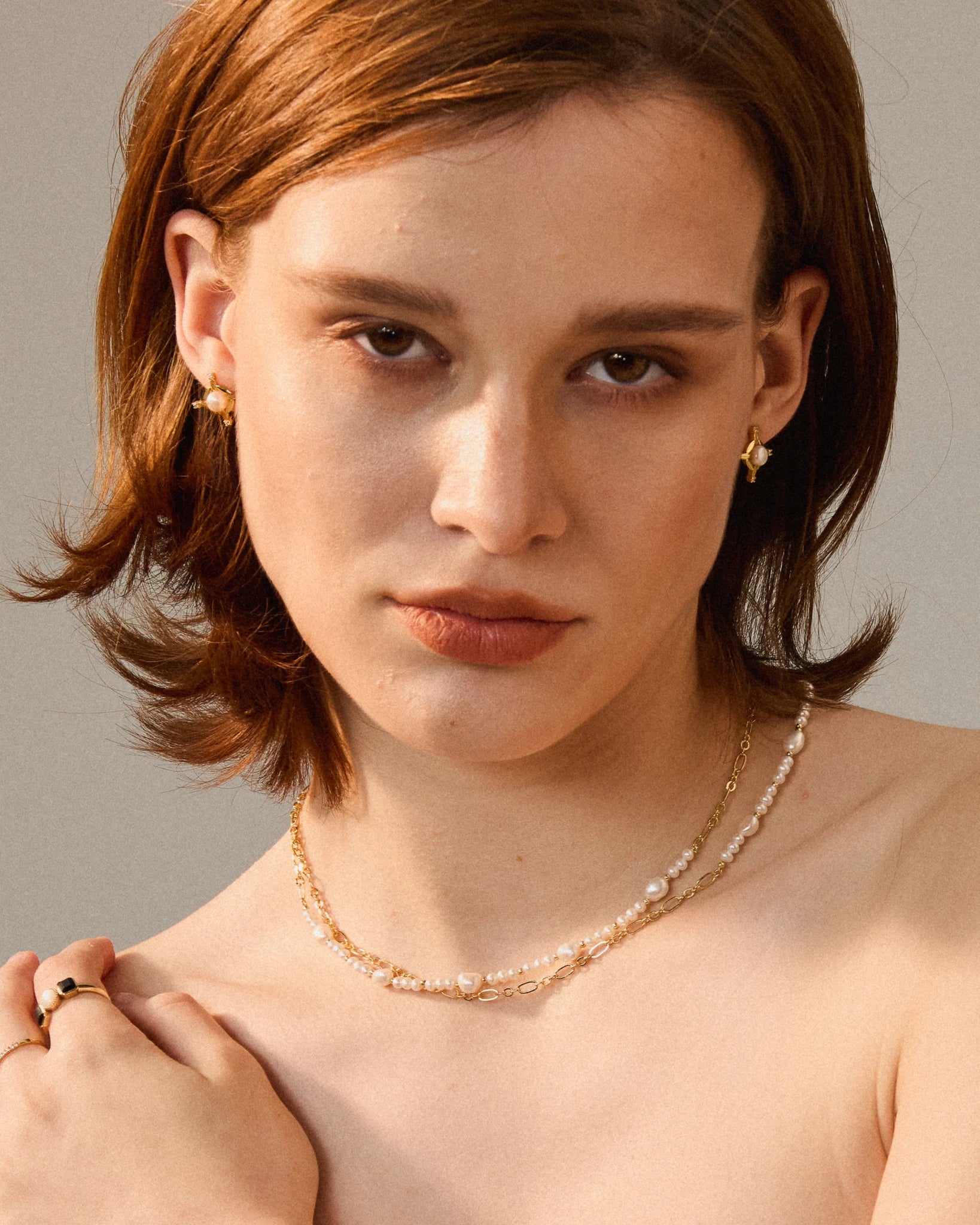 Couplet Pearl Necklace - Gold Plated - Stanza - 3