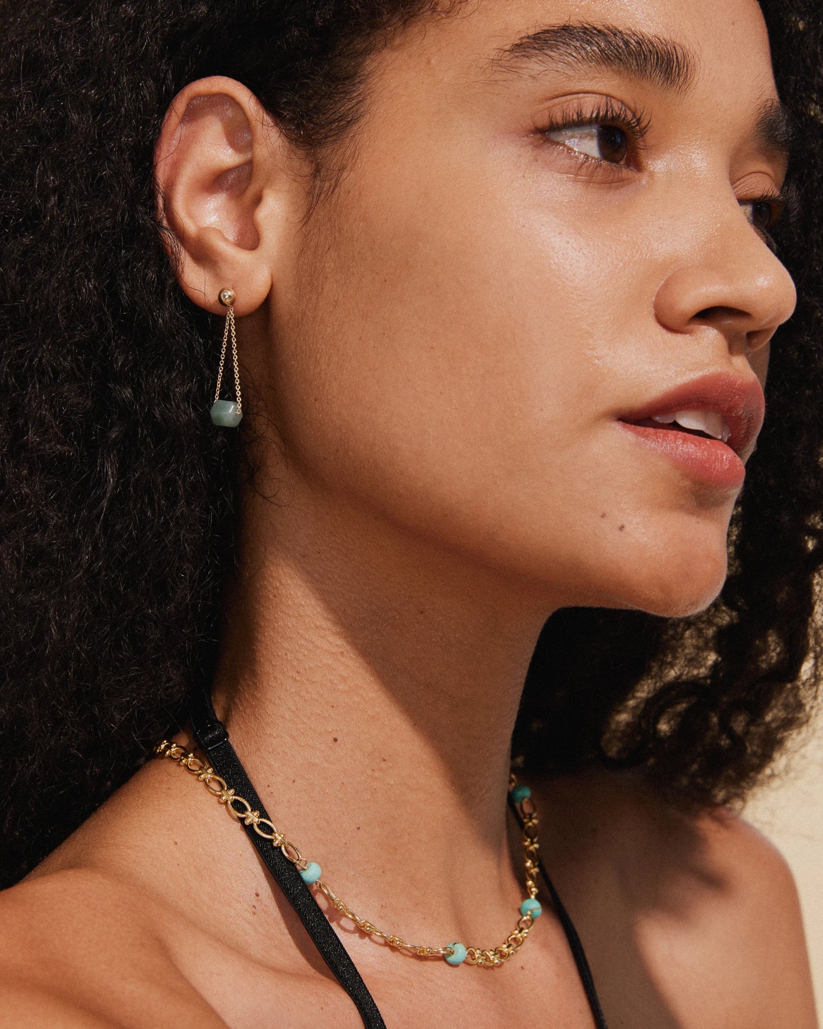 Jade Drop Earrings - 14k gold - Stanza - 4