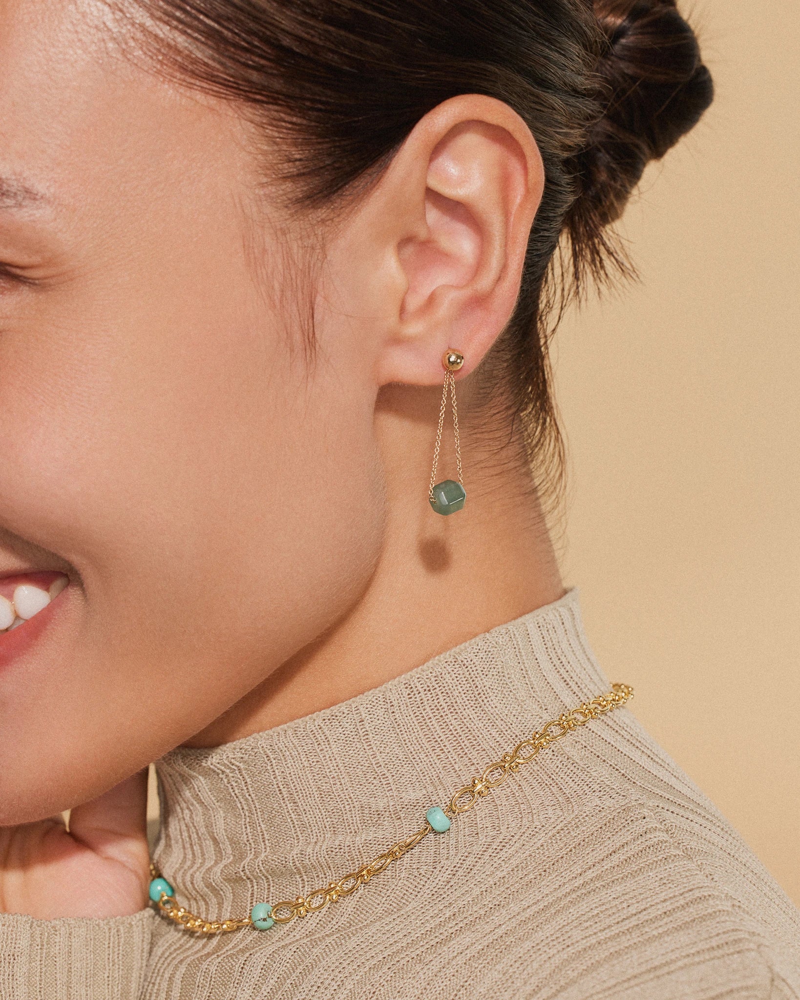 Jade Drop Earrings - 14k gold - Stanza - 2