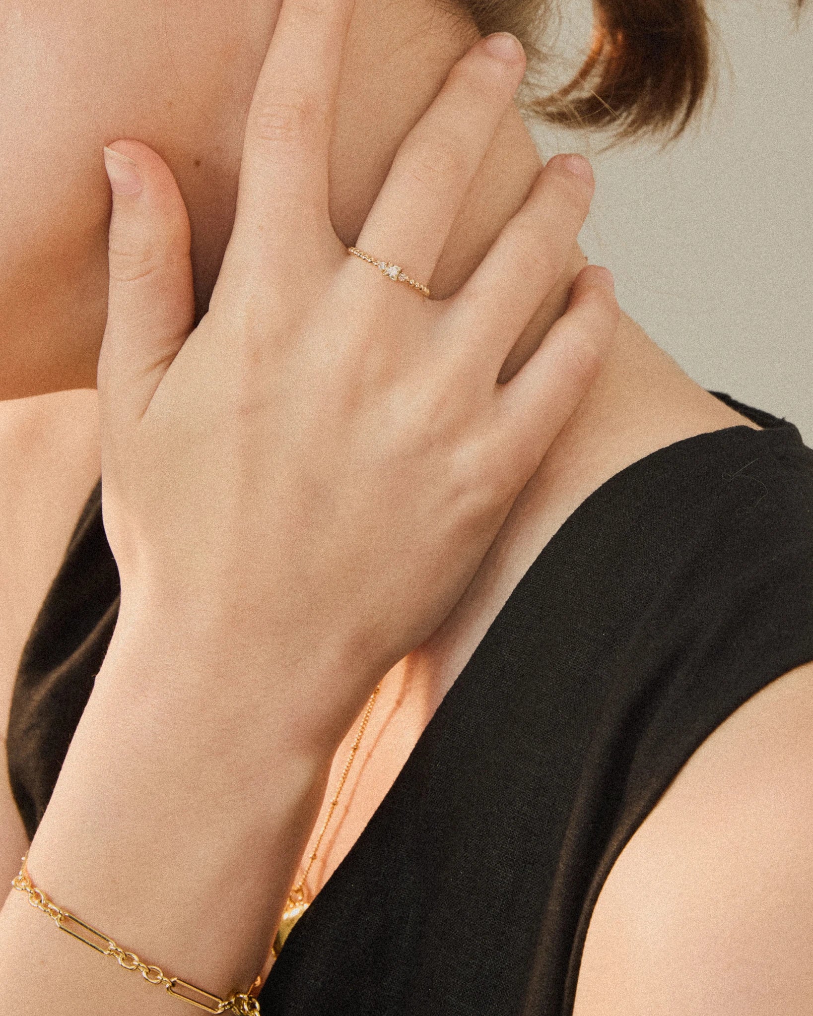 Simply Beaded Three - stone Ring - 5 - Stanza - 3