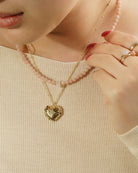 Soft Blush Beaded Necklace - Gold - plated - Stanza - 3
