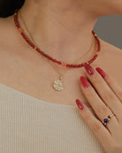 Crimson Rose Beaded Necklace - Gold - plated - Stanza - 2