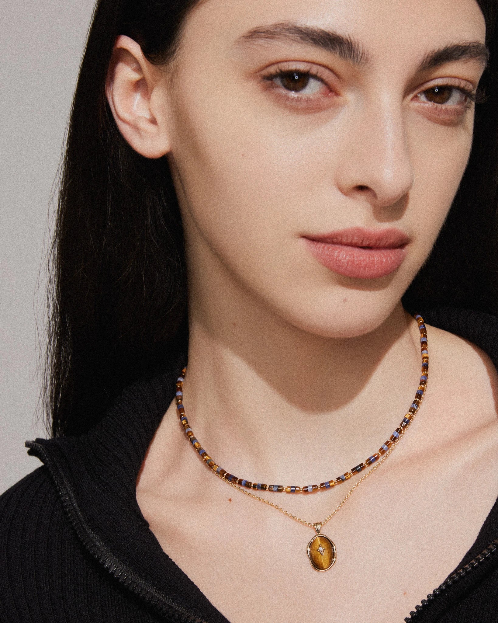 Tyger Eye Necklace - 18k Gold Plated - Stanza - 2
